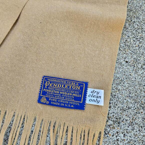 Vtg 70s 80s PENDLETON WOOLEN MILLS Plain Earthtone Medium Weight Wool Scarf - Picture 3 of 5
